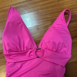 Michael Kors Gold Embellish Ring 1pc Hot Pink Swimsuit Bathing Size 10